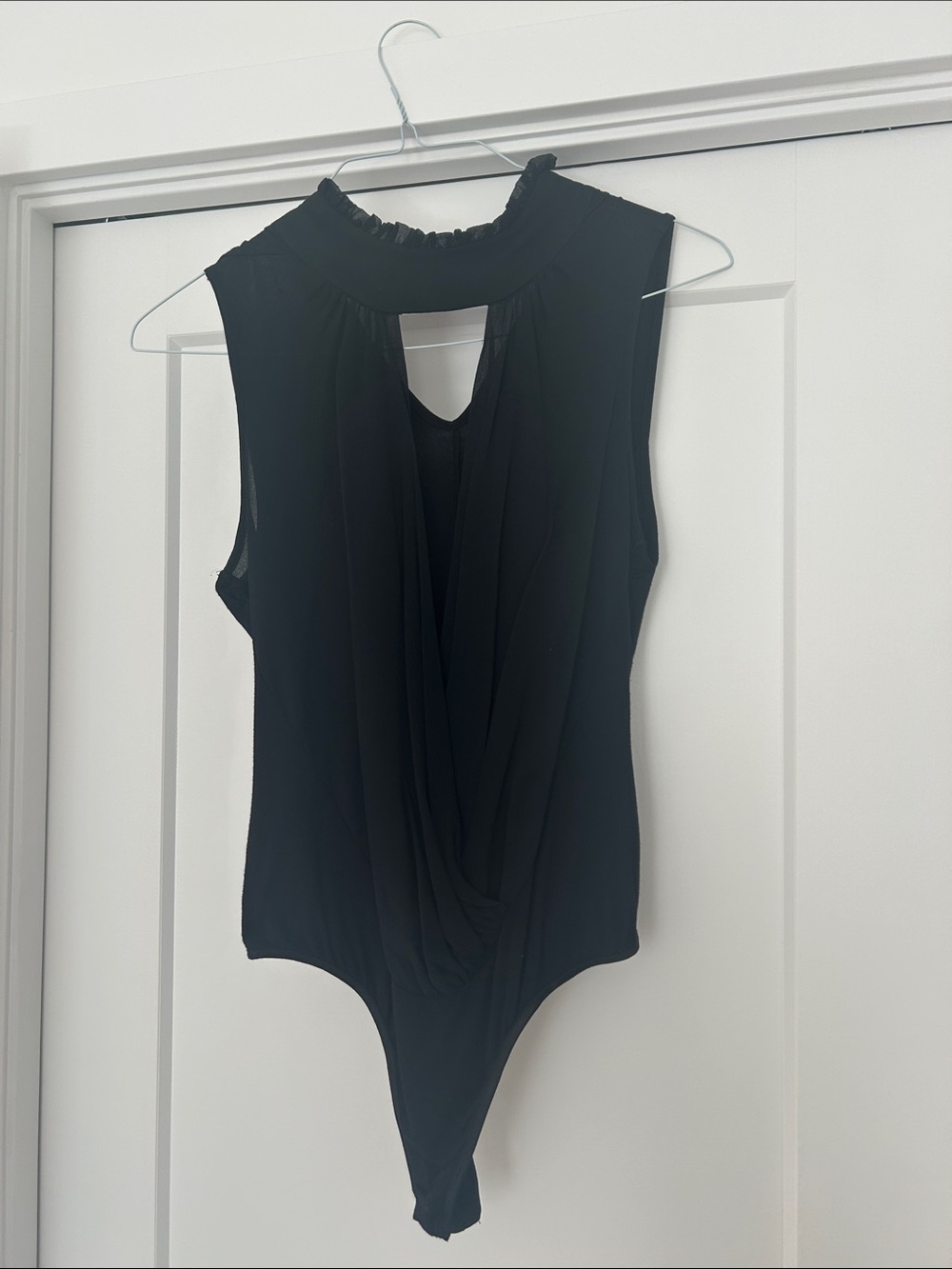 Marciano Black Draped Sleeveless Bodysuit